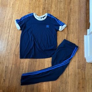 Matching adidas legging set navy size large